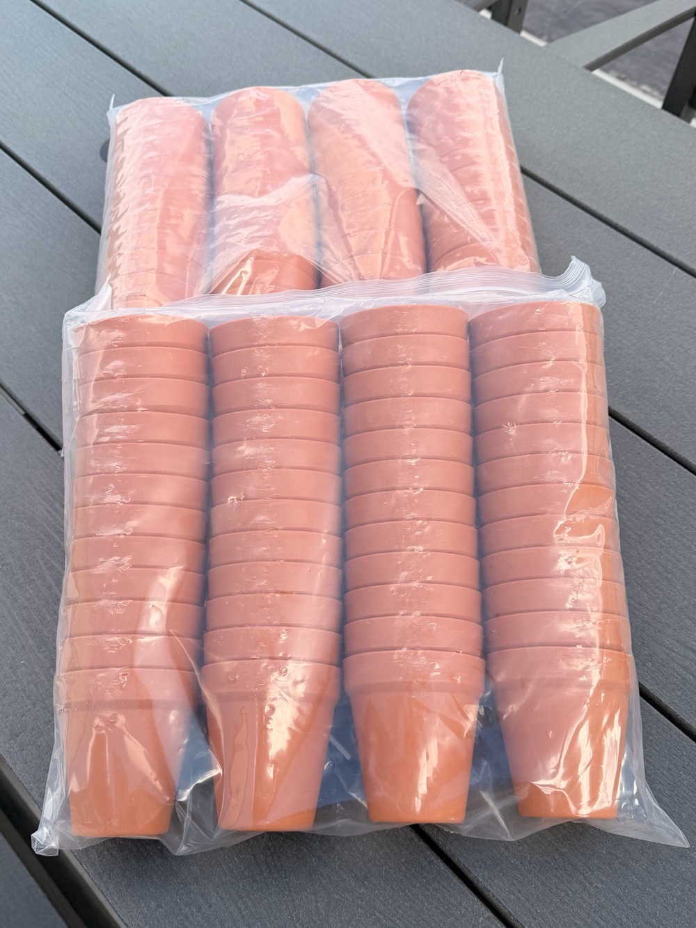 Terra Cotta Plastic Plant Pots - 2 Packs of 48 - Peach Brown